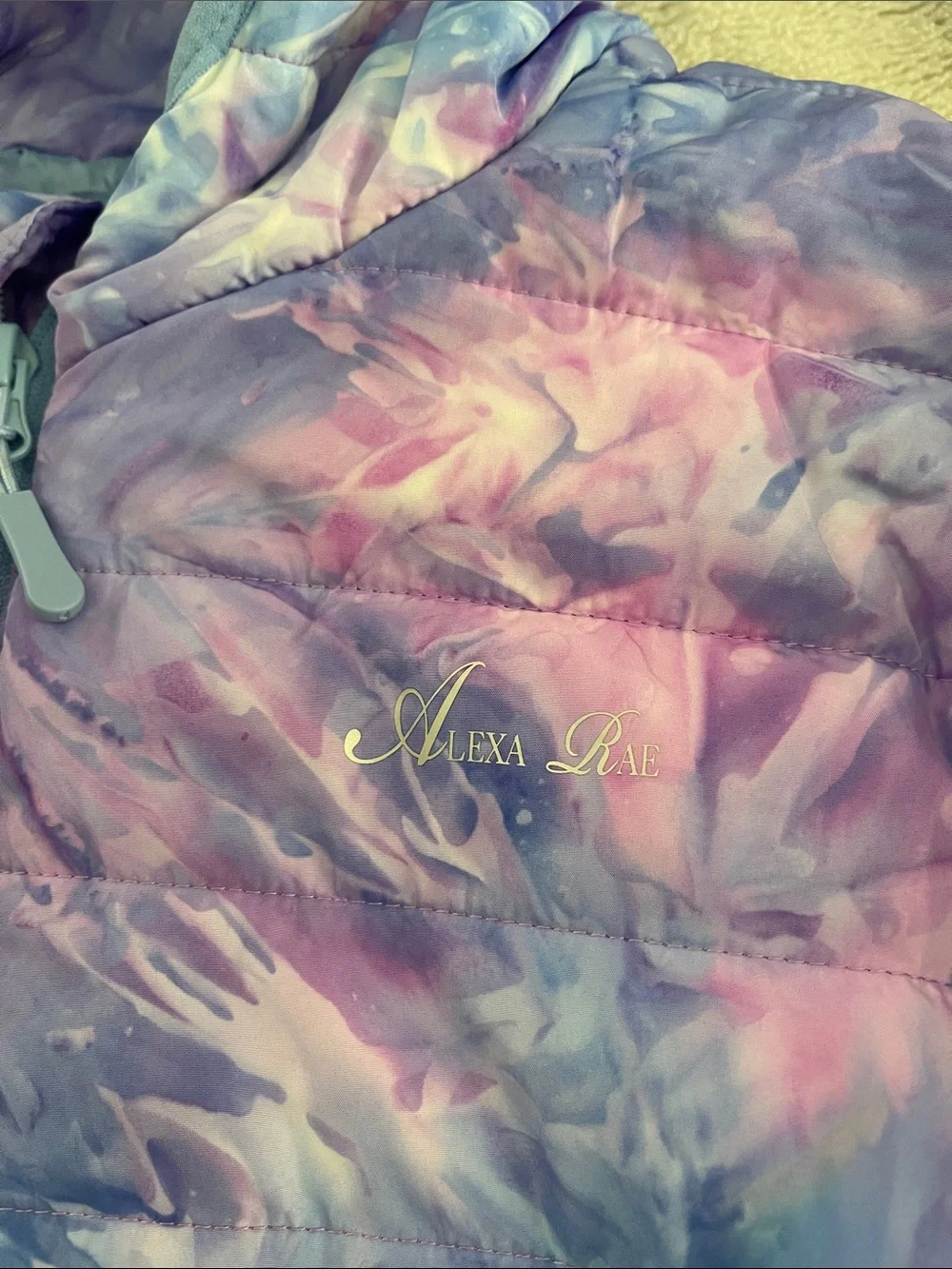 Alexa Rae Girls' Hooded Puffer Jacket Blue & Pink Tie Dye XL 18